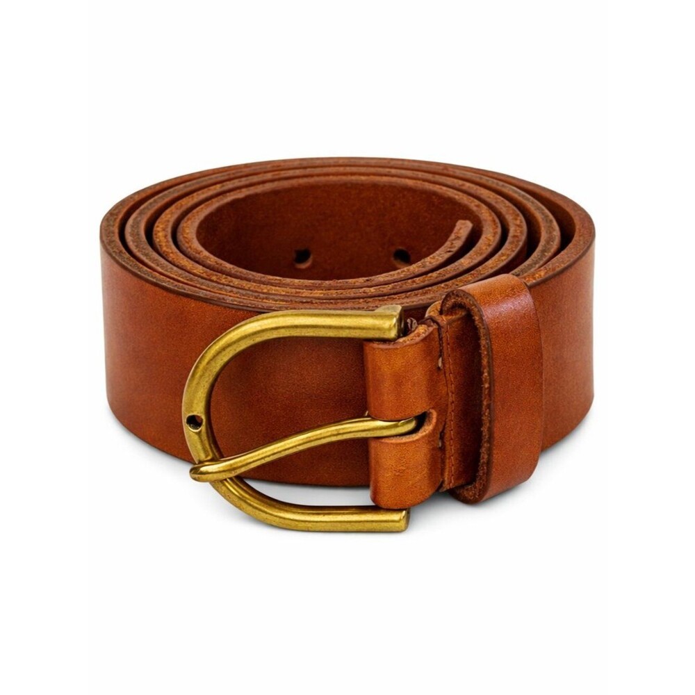 NWT American Eagle AE Cow Leather Belt in Cognac w/ Brass Buckle 34" length XS
